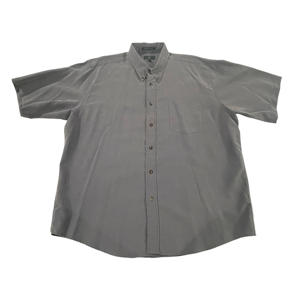 00116 - Club Room XL Gray Short‎ Sleeve Button Up Shirt Mens Casual Rayon Blend